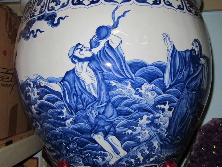 Monumental Chinese Blue White Porcelain Jardinieres Urns 19th century Без бренда - фотография #6