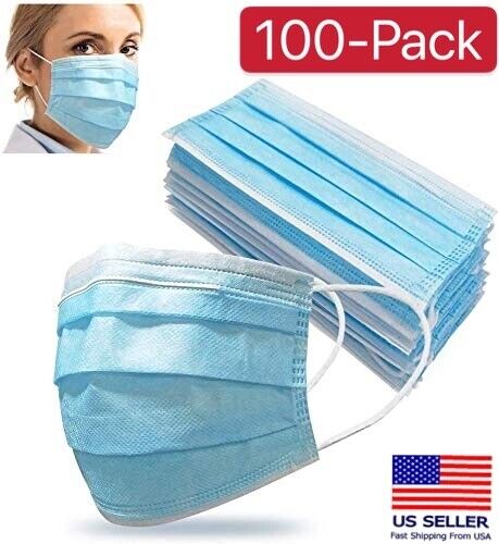 100 PCS Blue Face Mask Mouth & Nose Protecting Families Easy Safe Unbranded Does Not Apply