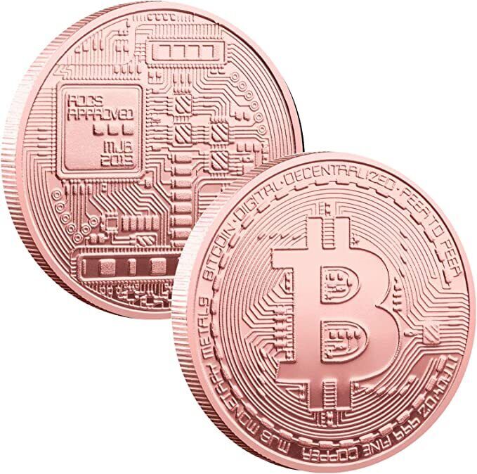 10Pcs Physical Bitcoin Coins Commemorative Rose Gold Plated Bit Coin Collectible Без бренда - фотография #7