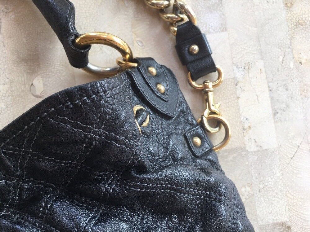 MARC JACOBS BLK LEATHER QUILTED STAM HOBO BAG WITH Y/G FINISH SHOULDER CHAIN Marc Jacobs MARC JACOBS - фотография #7