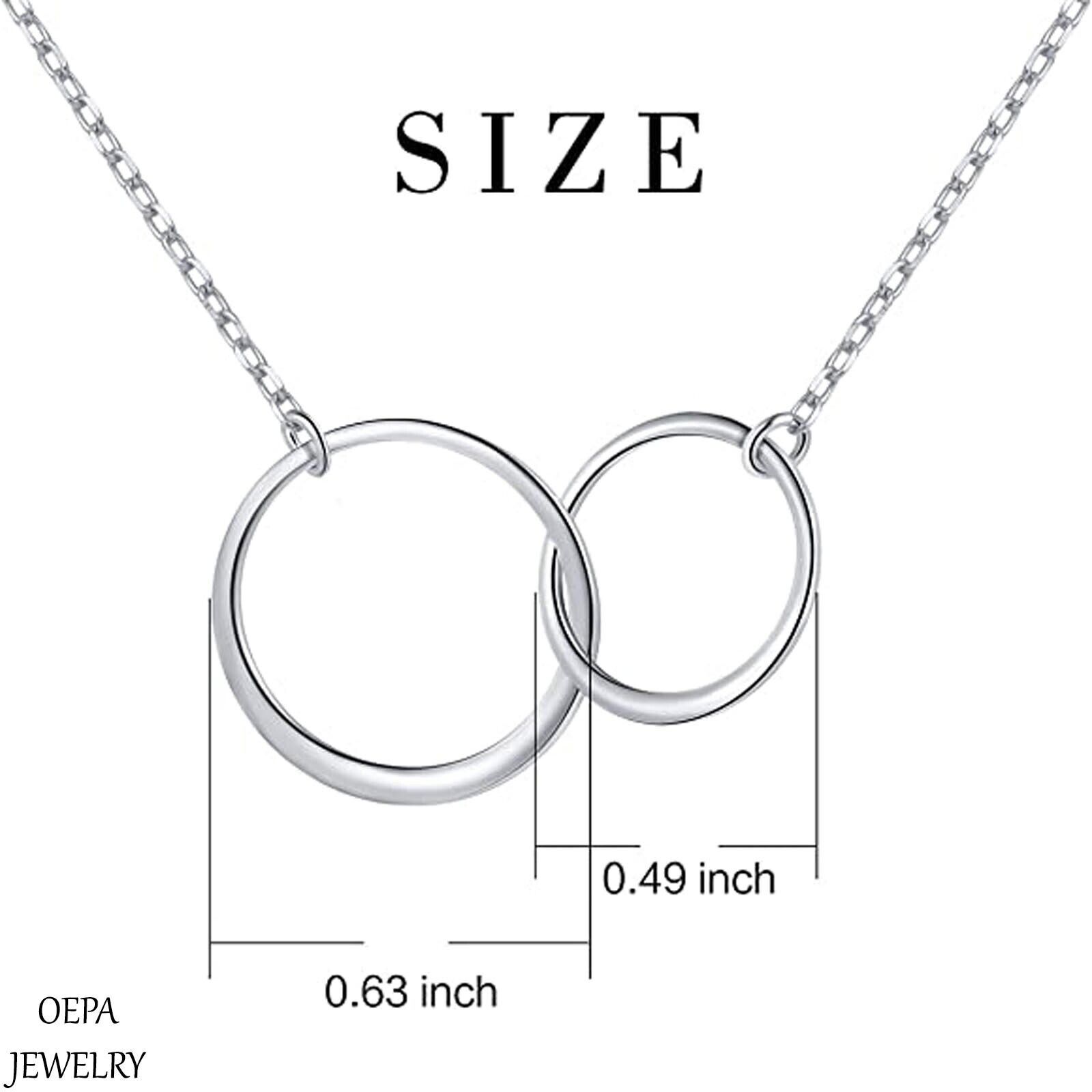 925 Sterling Silver Two Interlocking Infinity Circles Pendant Women Necklace Unbranded - фотография #3