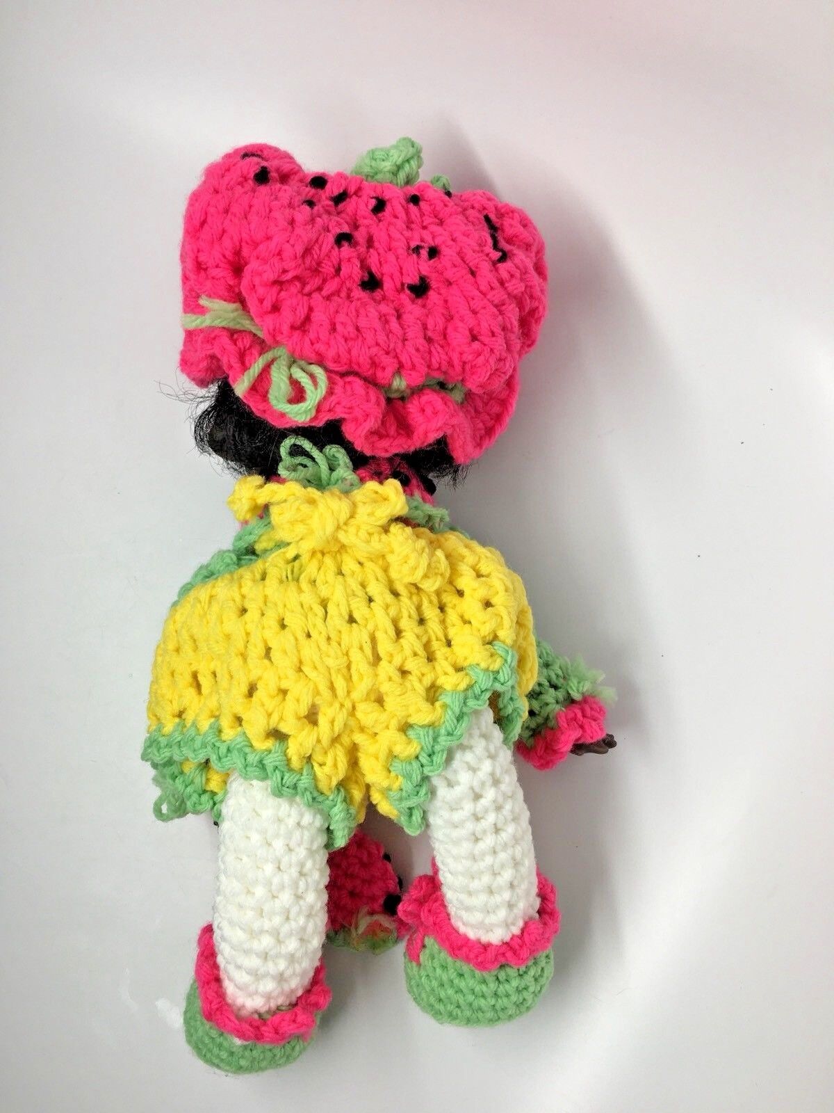 Vtg Handmade Crocheted Rubber Face African American Dolls (x2) Watermelon Ginger Без бренда - фотография #5