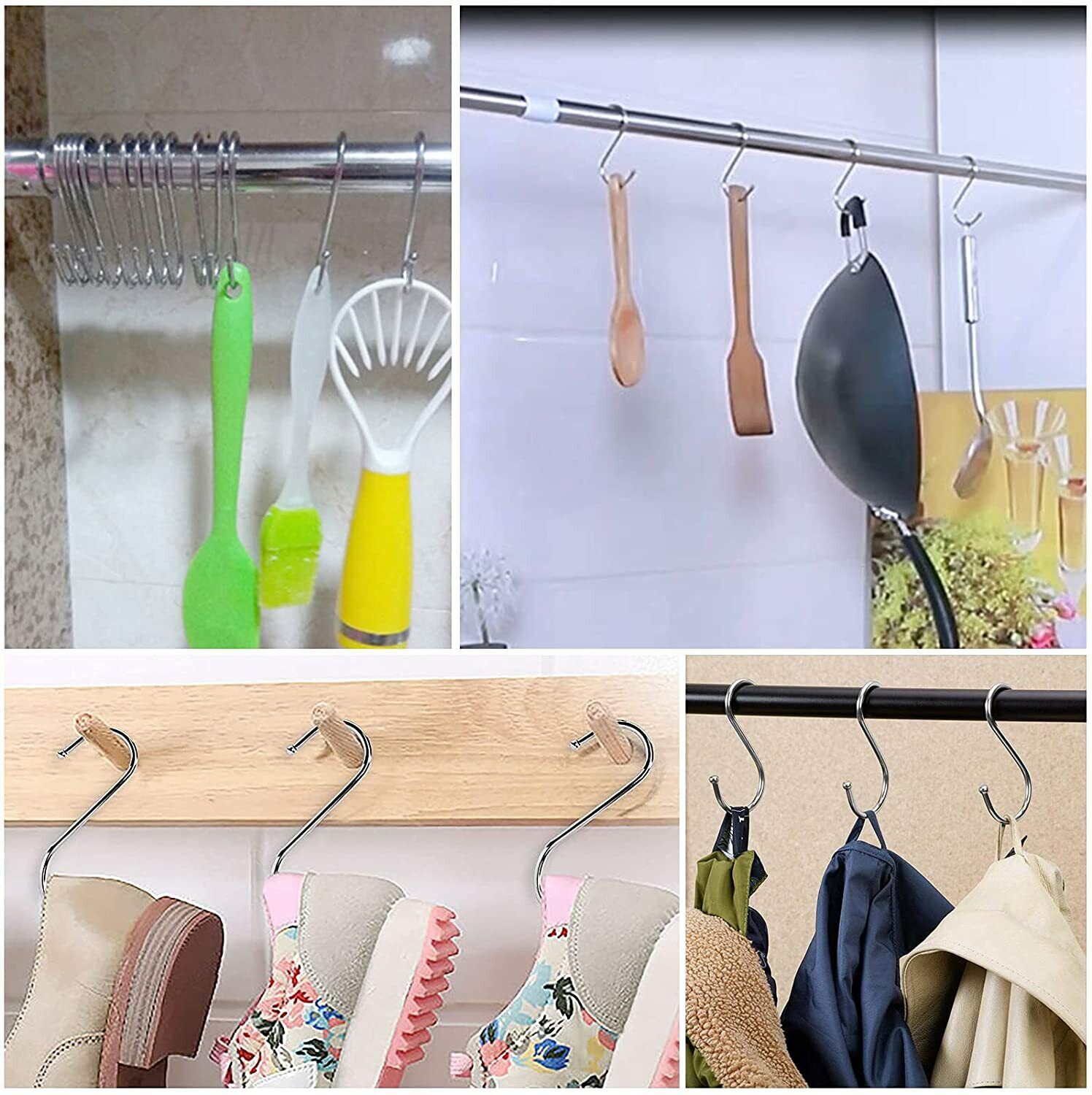 S Shaped Hooks Stainless Steel Metal Hangers Hanging Hooks for Kitchen Work Shop Fetines Does not apply - фотография #6