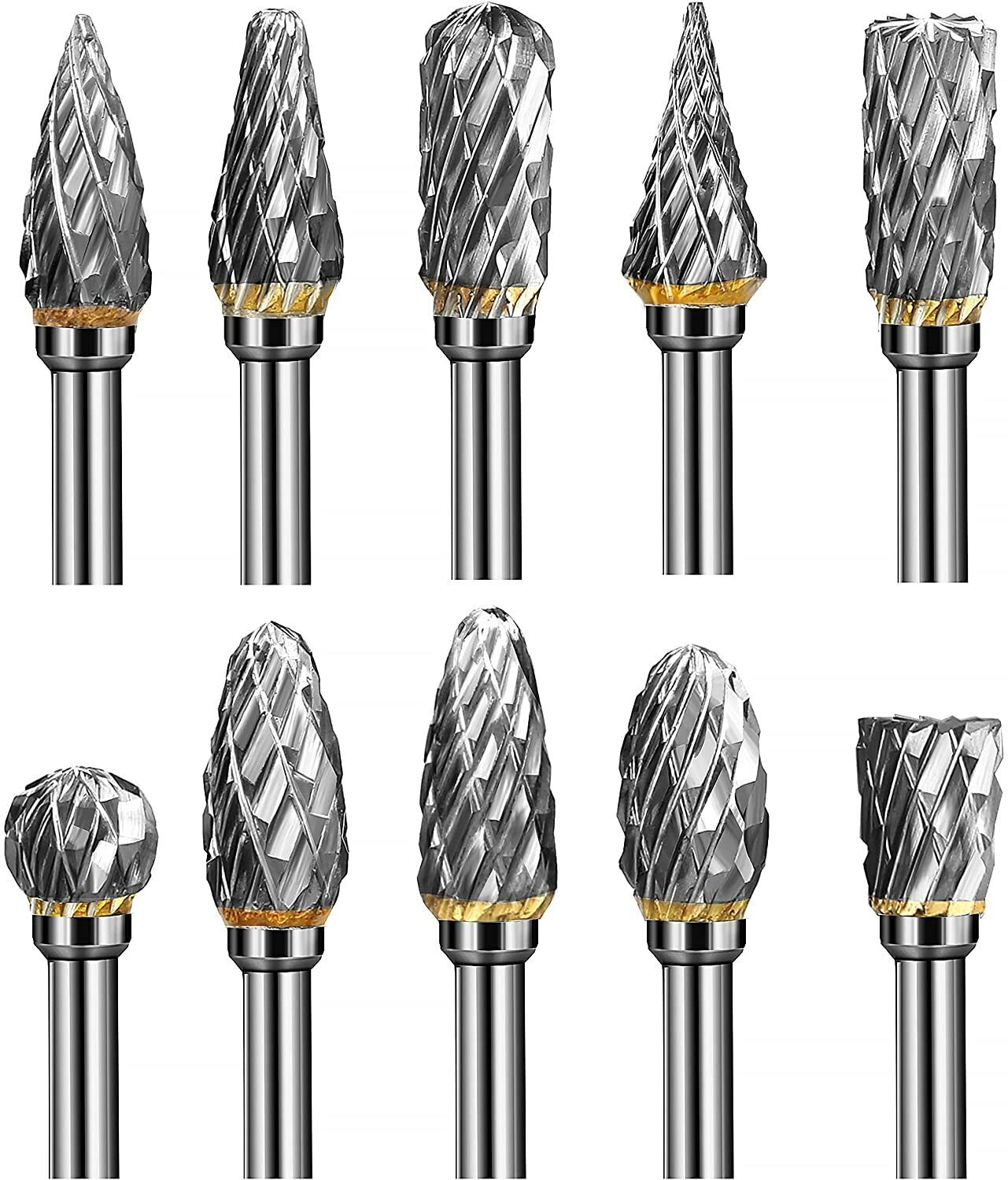 Tungsten Carbide Rotary Burr Bit Set 1/8" Cutting Carving Burrs for Dremel Tool Satc Does Not Apply