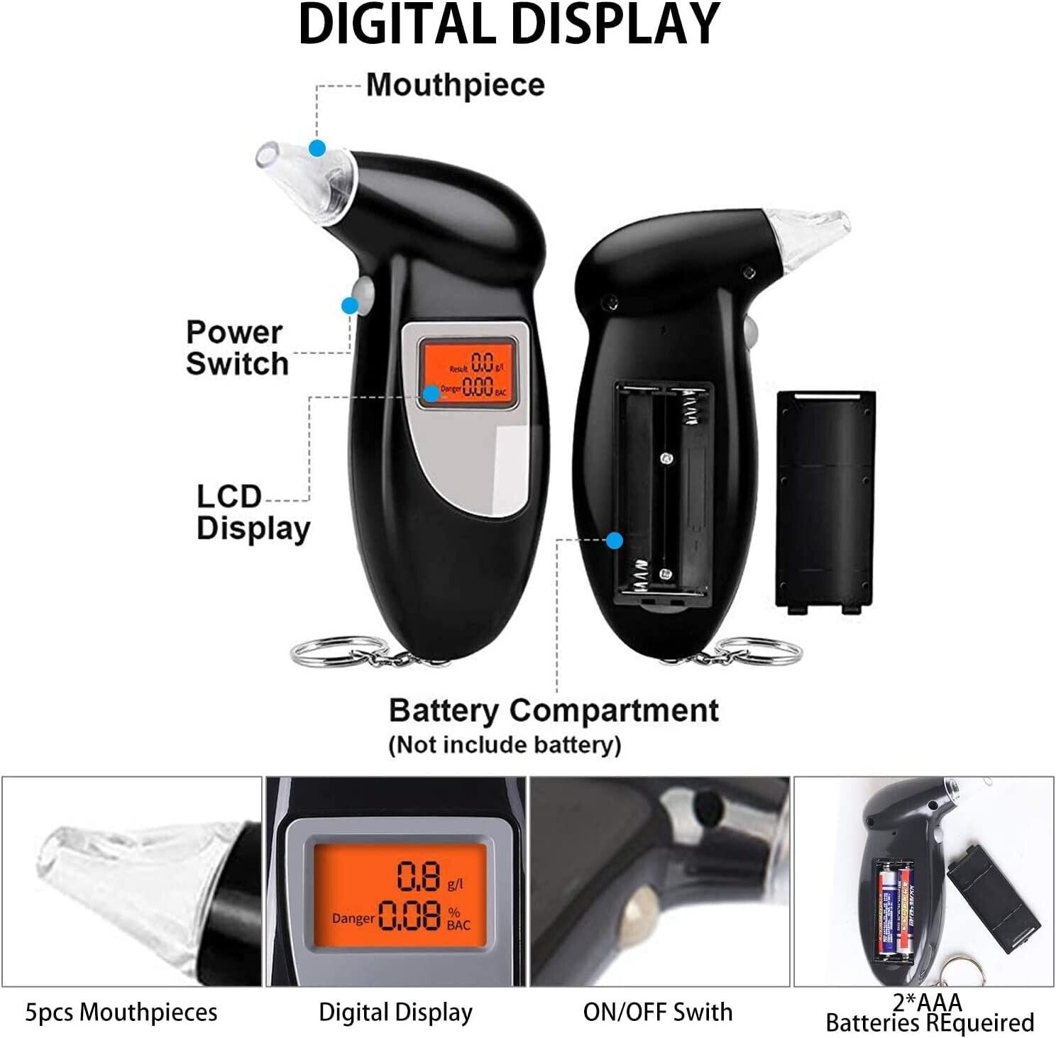 Digital LCD Police Breath Breathalyzer  Alcohol Tester Test Analyzer Detector US Candeal Does Not Apply - фотография #8
