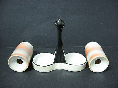 3-piece NORITAKE salt pepper shakers MATCHING tray holder OPEN SALT DIP Noritake - фотография #2