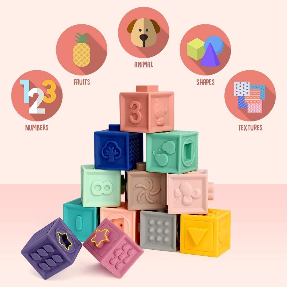 Soft Stacking Blocks for Baby Montessori Sensory Infant Bath Toys for Toddler Mini Tudou does not apply - фотография #3