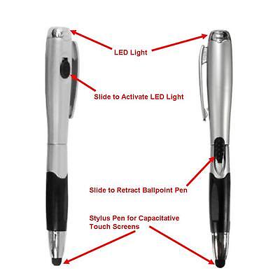 3in1 Touch Screen Stylus Ballpoint Pen LED Flashlight iPad Smartphone Tablet PC SuperPenZ 731329370412 - фотография #2