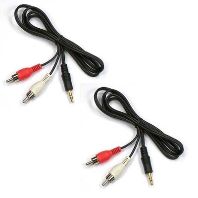 Lot of (2) NEW 6FT 3.5mm AUX Plug to 2 RCA Male Plug Y Audio Stereo Cable Vaiyer VACRY8
