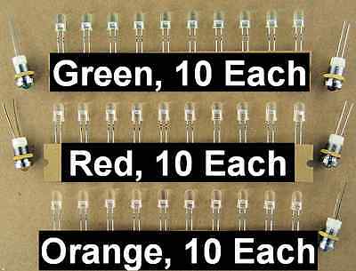 10ea 5mm Red Green Orange LEDs Indicator Lights  5ea Chrome Panel LED Holders Unbranded/Generic Diode Light Bulb Lamp Bezel
