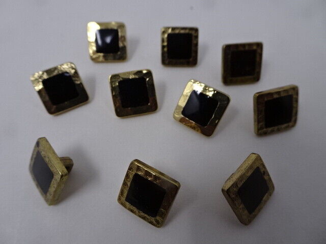 Vintage Faux Rhinestone Gold Border Square Shank Button 12mm Lot of 4 AA85 Unbranded Does Not Apply - фотография #3