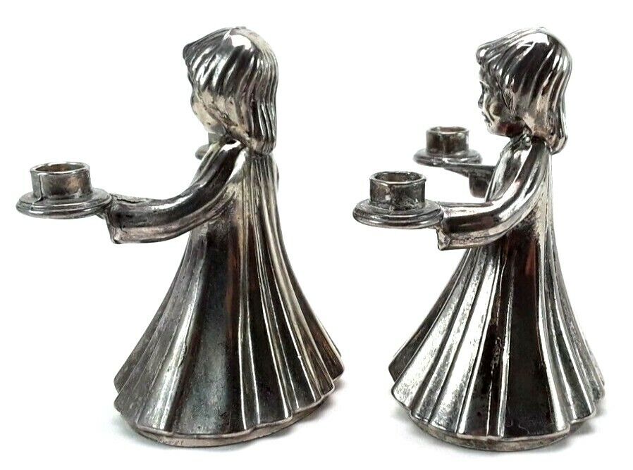 Vintage Choir Girl Mini Taper Candle Holders - Silver Tone -  Made in Italy Unbranded Candle Holders - фотография #4