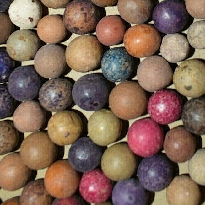 1800s Civil War era Colored Dye's Clay Marbles Lot of 24 Size .500" = 1/2" + or- Commies - фотография #3
