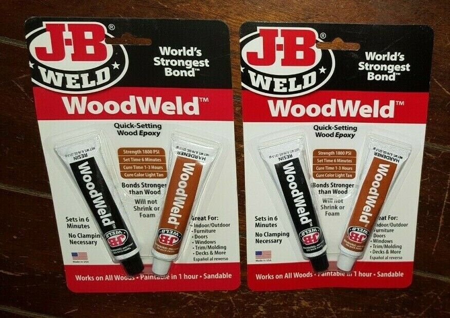 2 x 0.76oz Tubes J-B Weld Wood Weld Quick Setting Wood Epoxy *1800 PSI*  J-B Weld 8251