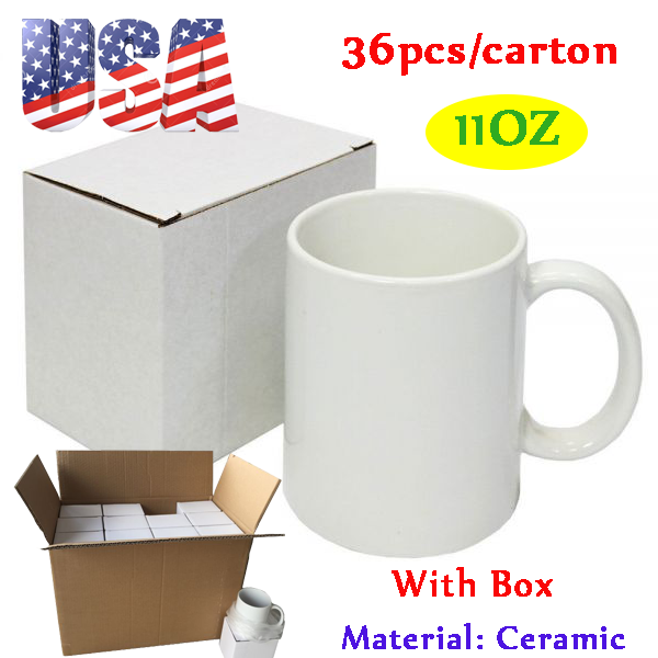 US 36pcs Blank White Mugs 11OZ Sublimation Coated Mugs Heat Press Cups with Box QOMOLANGMA 0163000216000 - фотография #4