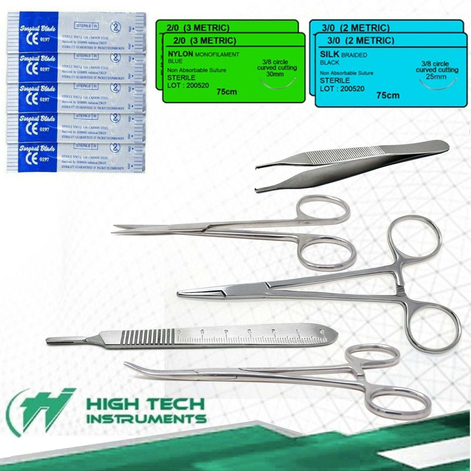 7 Pcs Dog Cat Veterinary Suture Practice Kit for Student Training Instruments  hti brand Does Not Apply