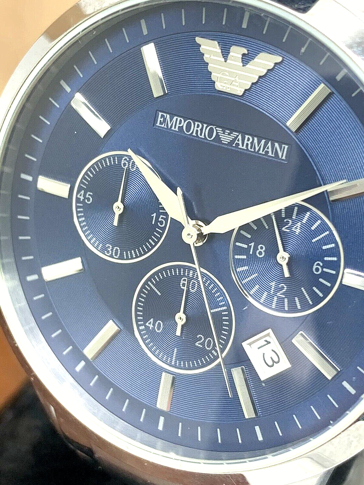 Emporio Armani Men's Watch AR2448 Quartz Chronograph Blue Dial Stainless Steel Emporio Armani AR2448