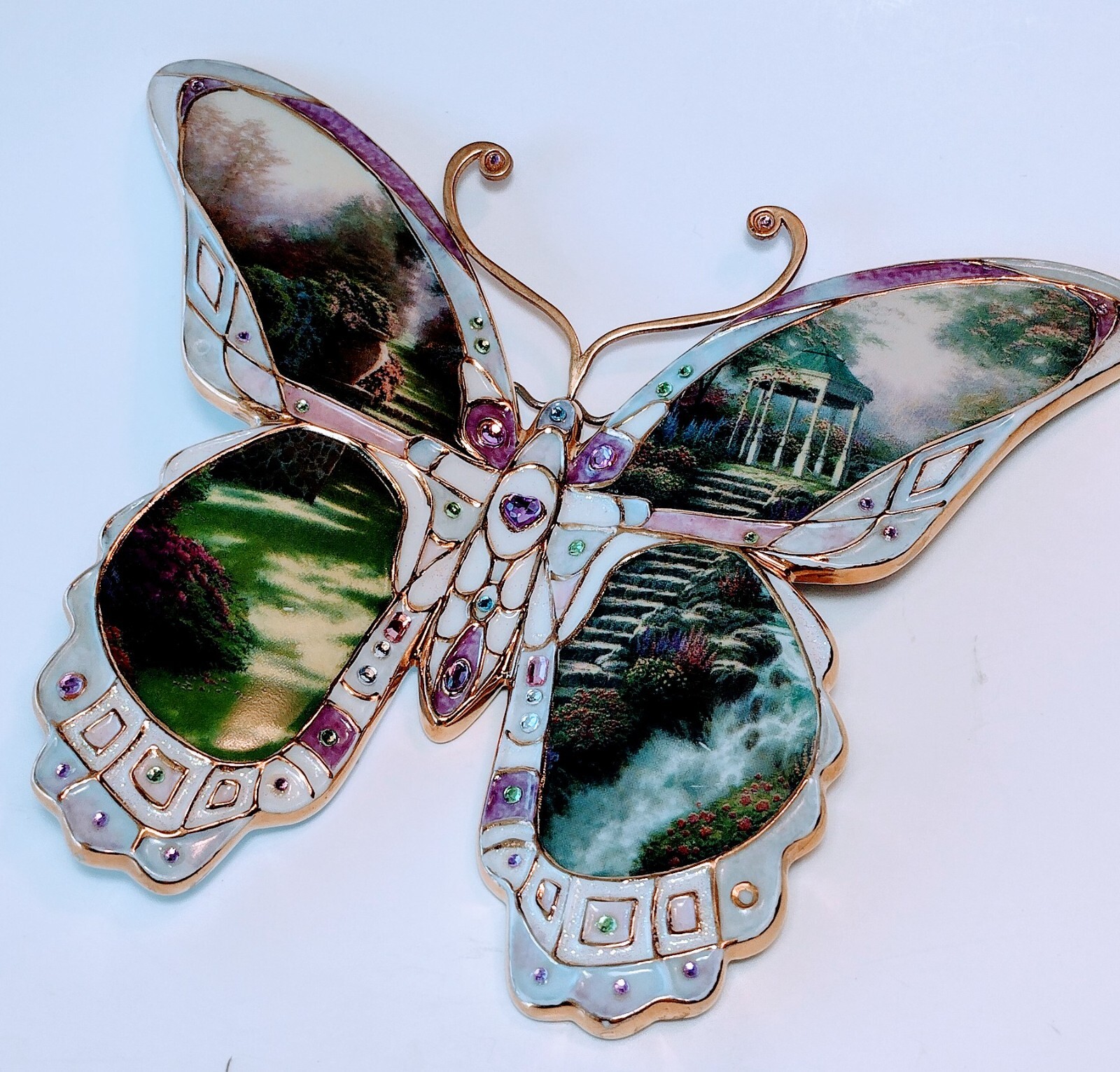 Bradford Xchg. Thomas Kincaid JEWELED BUTTERFLY Wall Art EUC On Wings of Beauty Thomas Kinkade - фотография #8