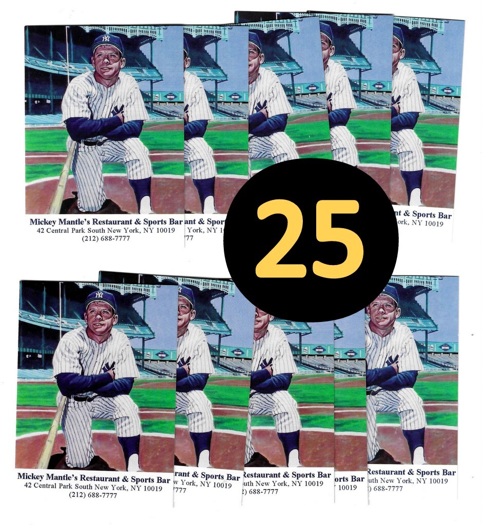 25ct Mickey Mantle Restaurant & Sports Bar Ad Promo Cards #P Без бренда