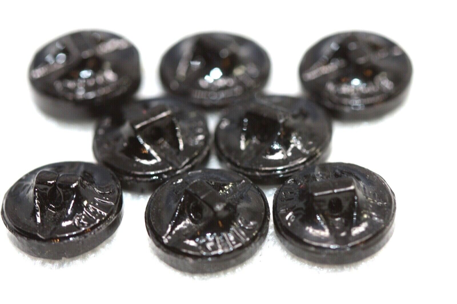 8 Vintage Le Chic Black Glass Honeycomb Buttons Round Faceted Jet Mourning Без бренда - фотография #2