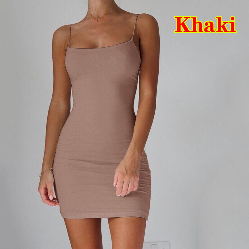 14 Colors Women Spaghetti Strap Bodycon Mini Dress Sexy Party Club Wear Dresses Unbranded Does Not Apply - фотография #6