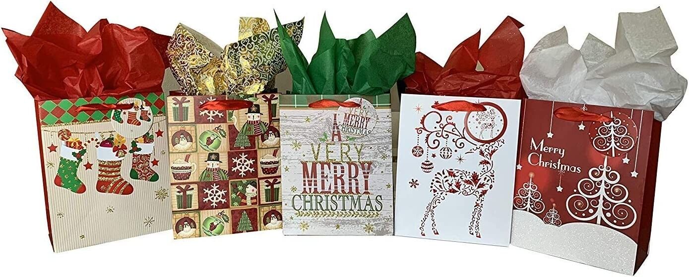 Christmas Gift Bags Assorted Sizes - Set of 15, Bulk, Large, Medium, Small, Tags GiftWrap Etc - фотография #7