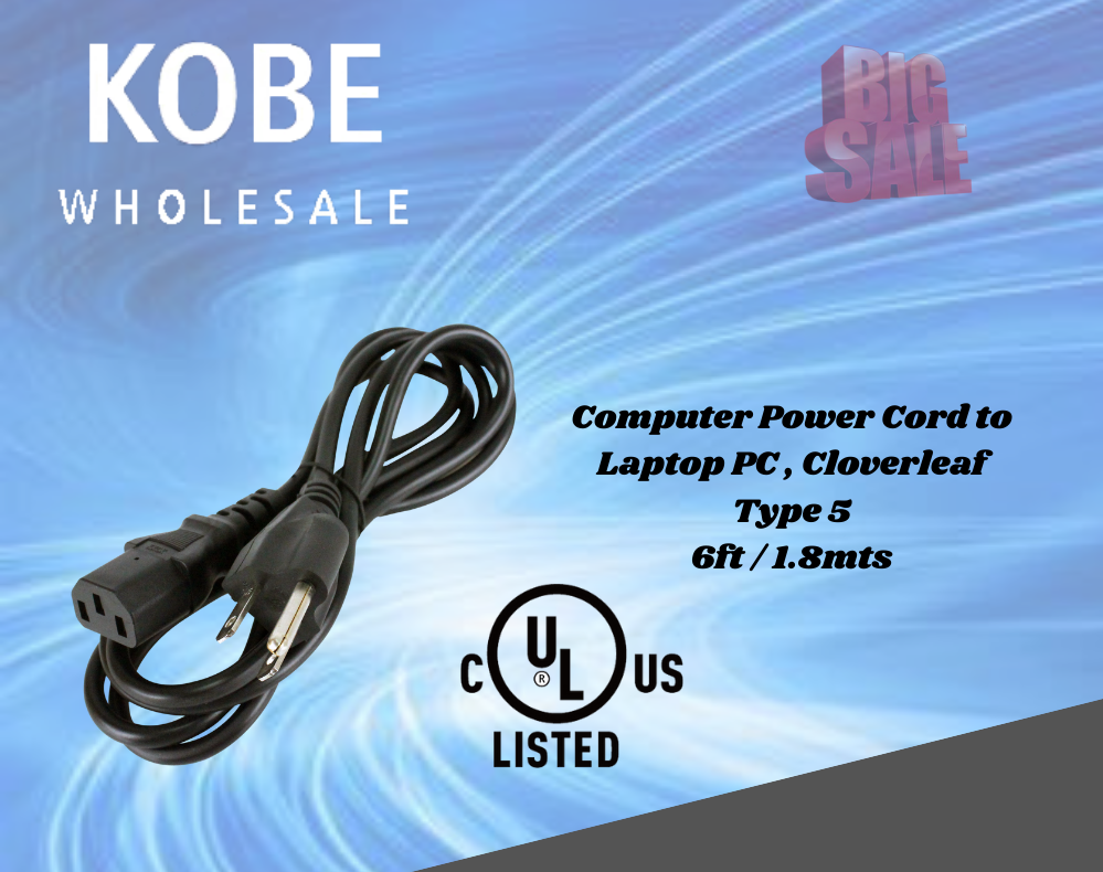 2 PACK 6ft Computer Power Cord for Printer  PC UL NETCOMLAB EXT-10241 - фотография #2
