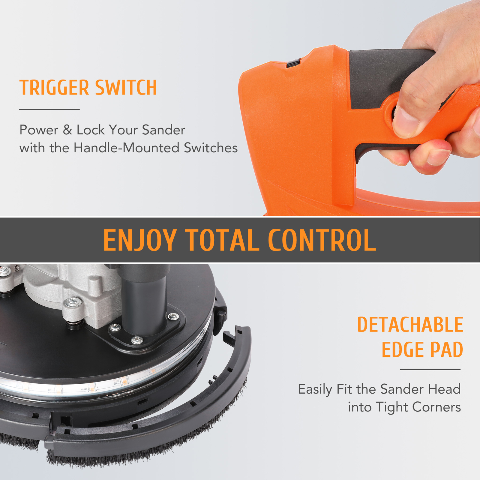 Reliable 9in Drywall Sander: 850W Power Vacuum System 5 Speeds LED Strip Preneex Does Not Apply - фотография #6
