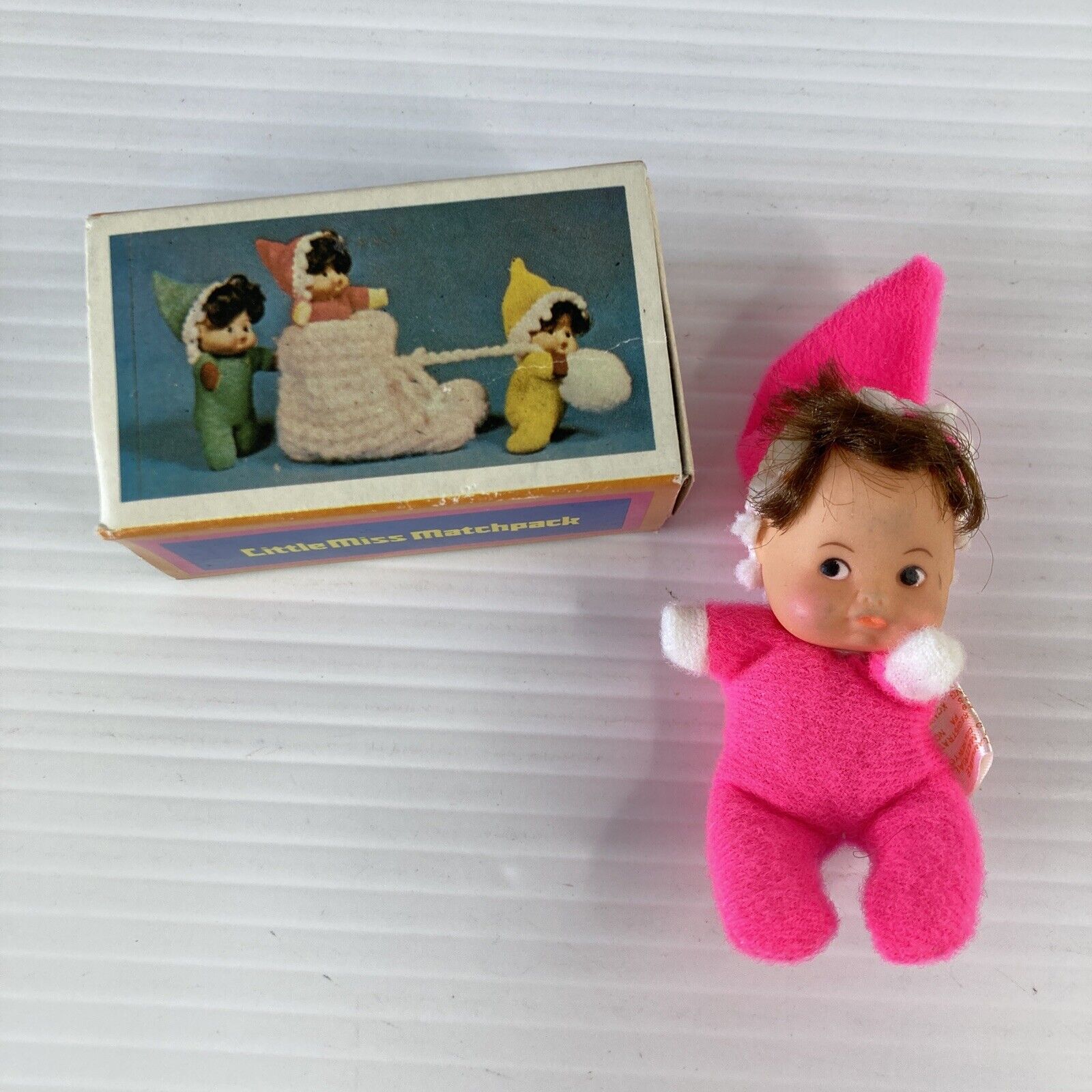 Vintage Little Miss Matchpack Doll - Pink Original Matchbox  Hong Kong Fun World Fun World