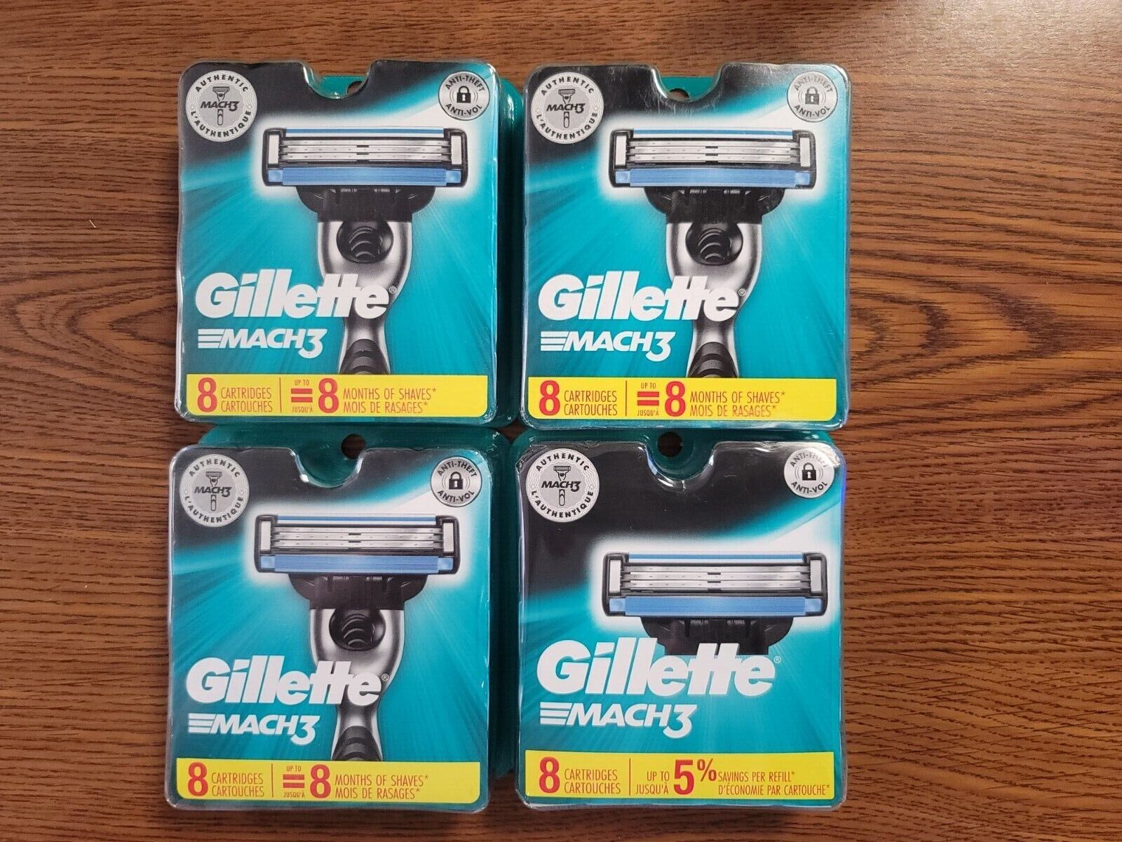 LOT OF 4 Gillette MACH3- 8 Each/32 Total Cartridges Gillette 4740017975