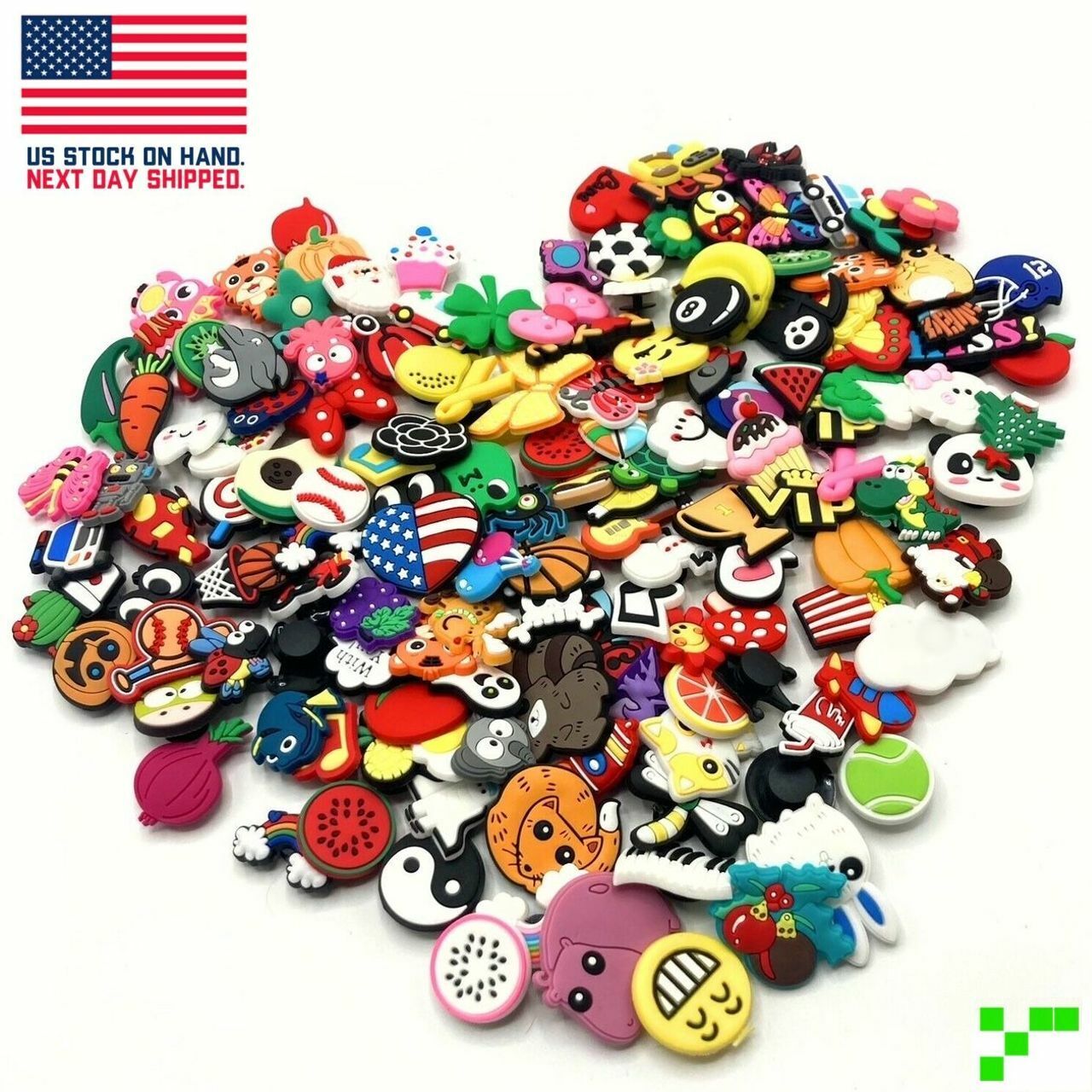 50 Random Shoe Charms Custom Lot Cute Kids Adults PVC Rubber for Clogs w/ Holes Unbranded Does not apply