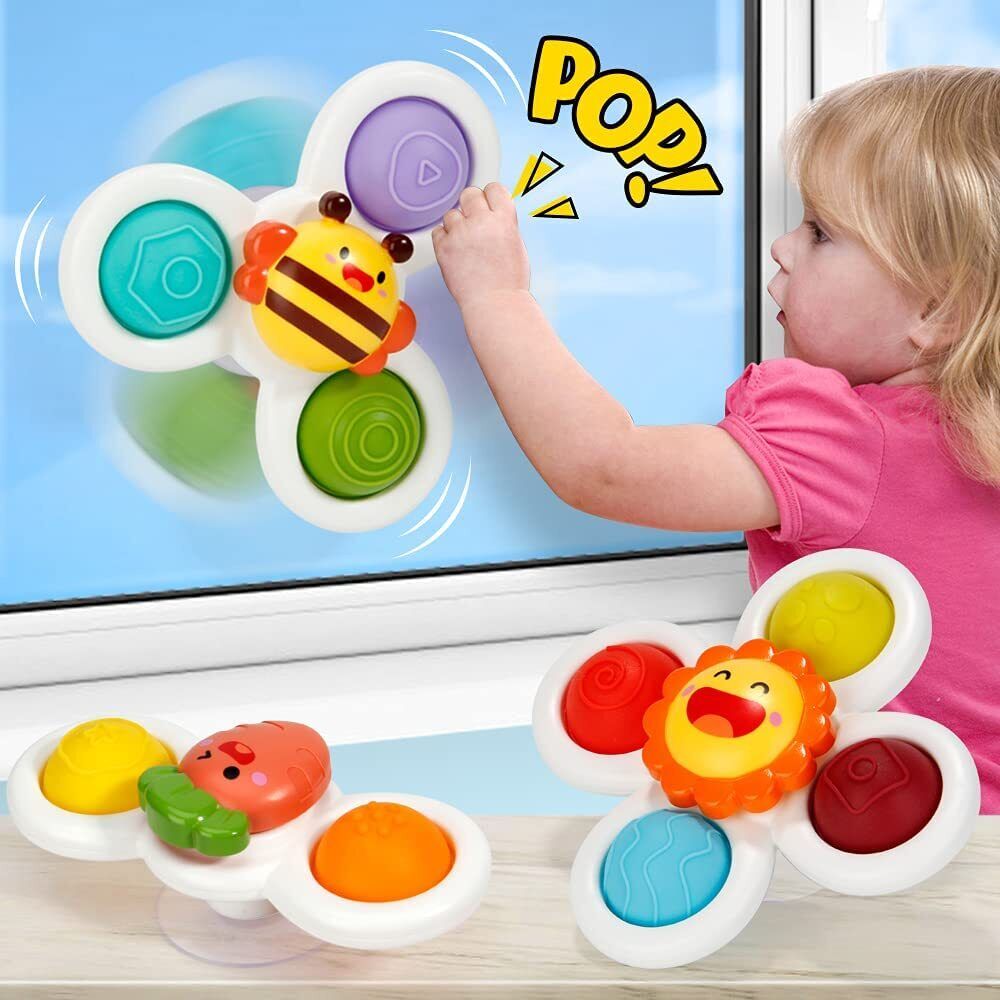 Suction Cup Spinner Toys 3PCS Kids Spinning Top Toys Baby Dimple Sensory Toy Mini Tudou does not apply