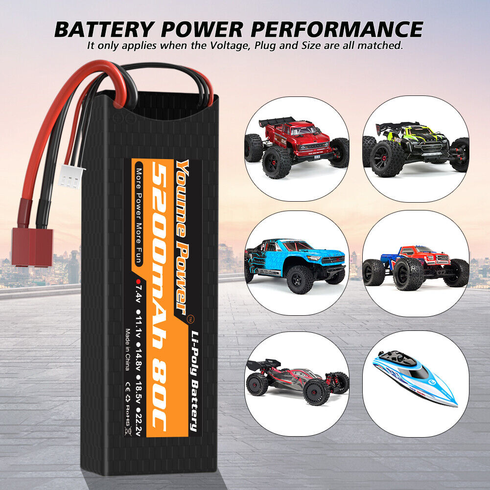 2pcs 2S 7.4V 5200mAh 80C LiPo Battery Deans Hardcase for RC Car Truck Buggy Boat Youme Does Not Apply - фотография #3