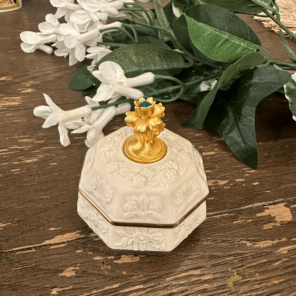 Lenox China Treasures Collection May Birthstone Porcelain Trinket Box Vintage Lenox