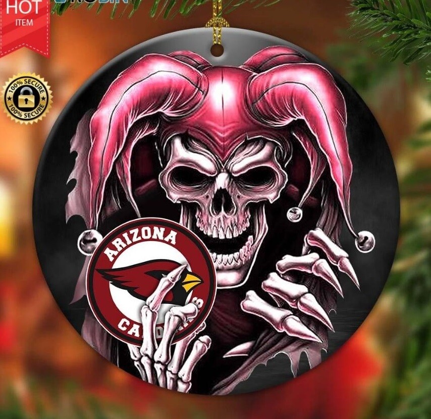 NFL Arizona Cardinals Xmas Skull Joker Ornament, American Football Lovers Gift Unbranded
