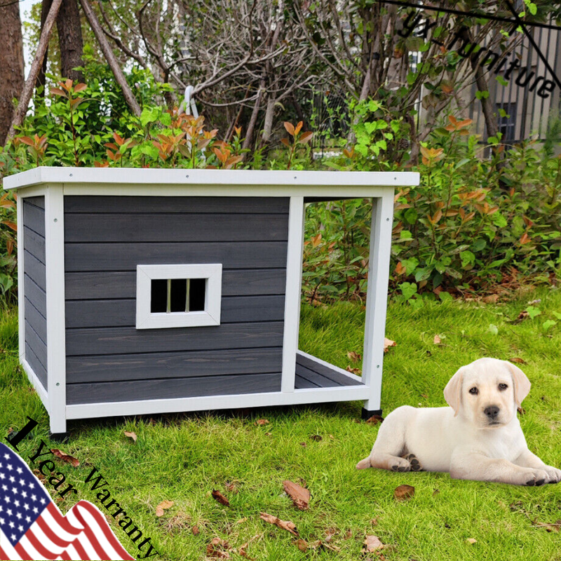 Dog House Indoor& Outdoor Wooden Dog Kennel with Opening Hinged Roof Dog Cage  Outdoor