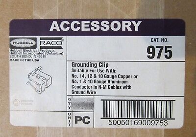 100-PACK HUBBELL RACO 975 GROUNDING CLIPS GREEN 10/12/14 AWG COPPER/ ALUMINUM  HUBBELL 975 - фотография #3