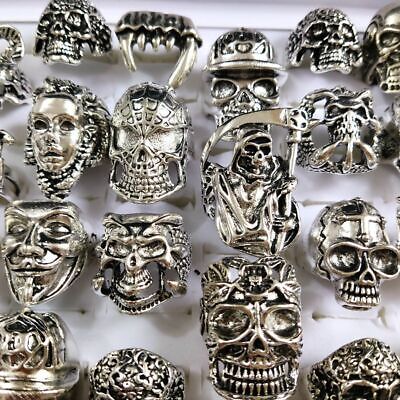 30pcs Skull Skeleton Gothic Rings Men's Rock Punk style rings Wholesale Jewelry Unbranded - фотография #5