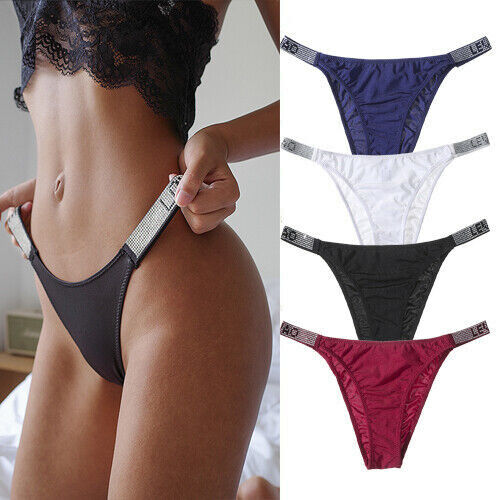 Sexy Women's G String LEVAO Letter Rhinestone Low-waist Thongs Panties 6 Colors Unbranded