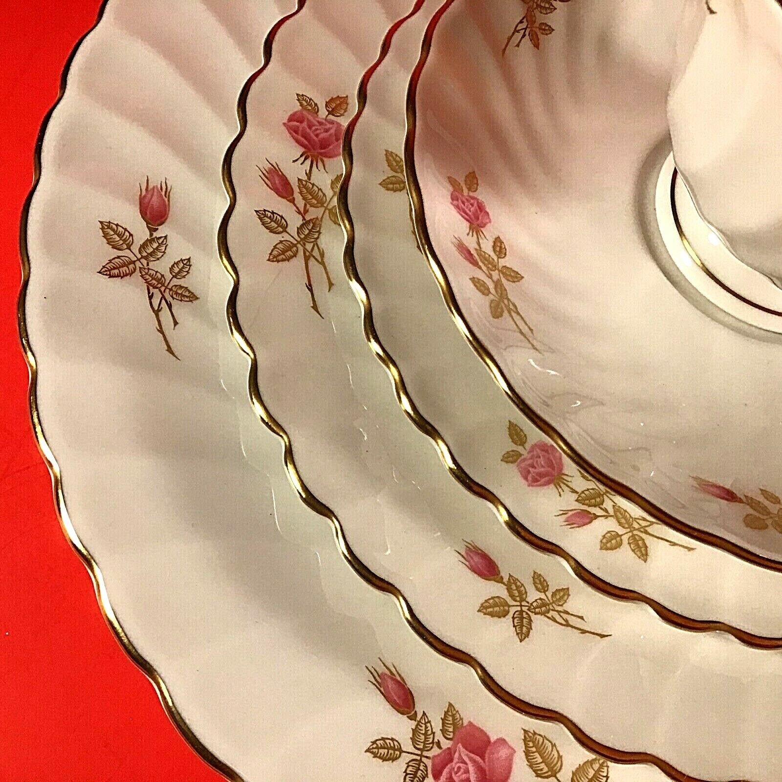 SYRACUSE CHINA COURTSHIP SILHOUETTE 5 PIECE PLACE SETTING PINK AND GOLD FLORAL syracuse china - фотография #2
