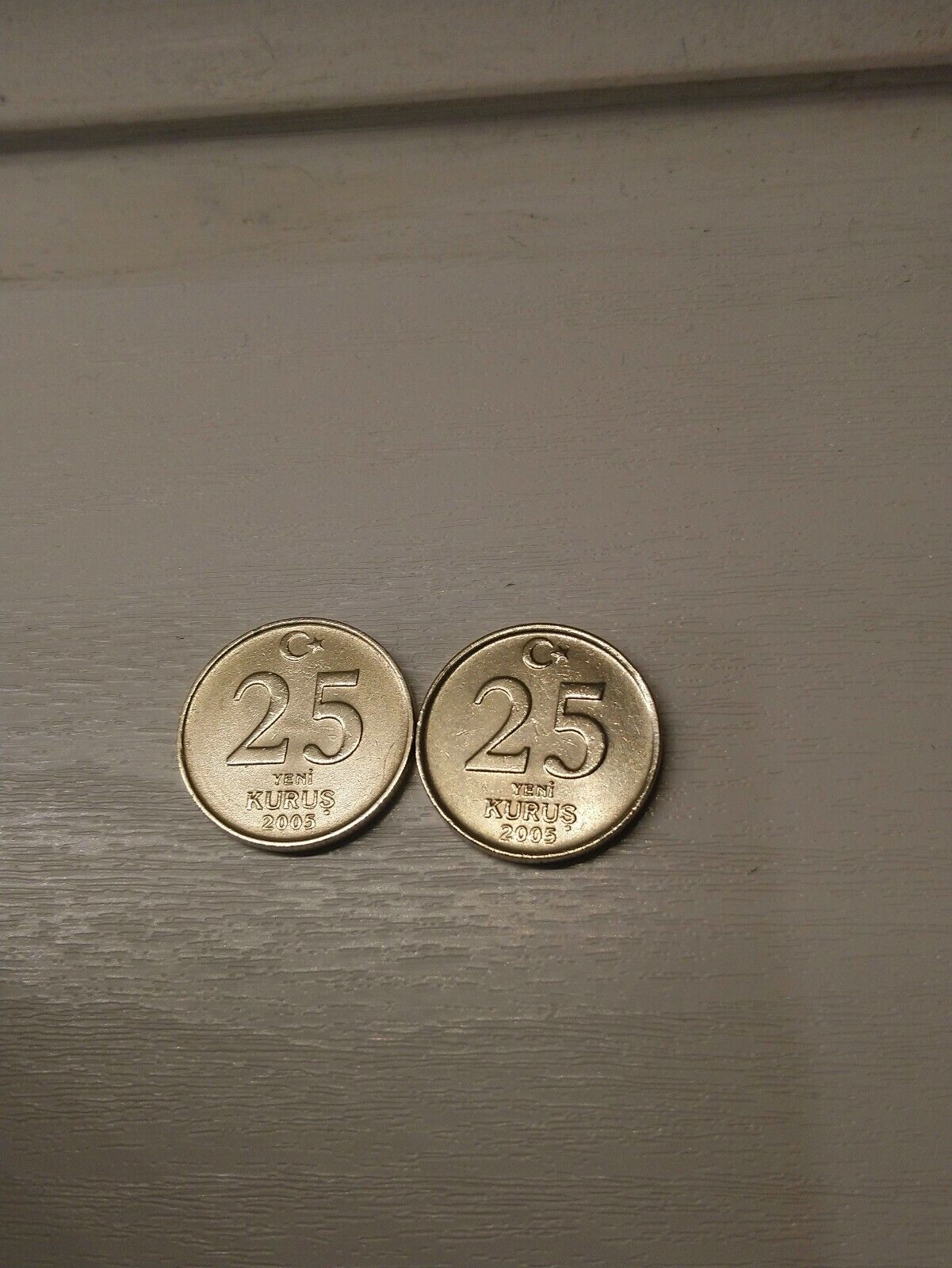 Turkish New 25 Kurus Coin x2 (Both 2005) Без бренда - фотография #3