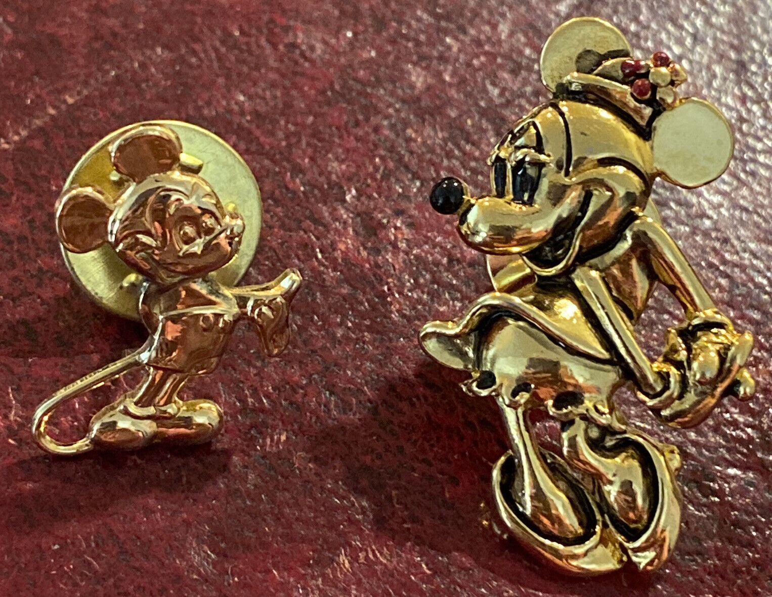 2 Vintage Disney-Napier Minnie Tone Brooch Lapel Pin+ Sterling Silver Mickey Pin Napier