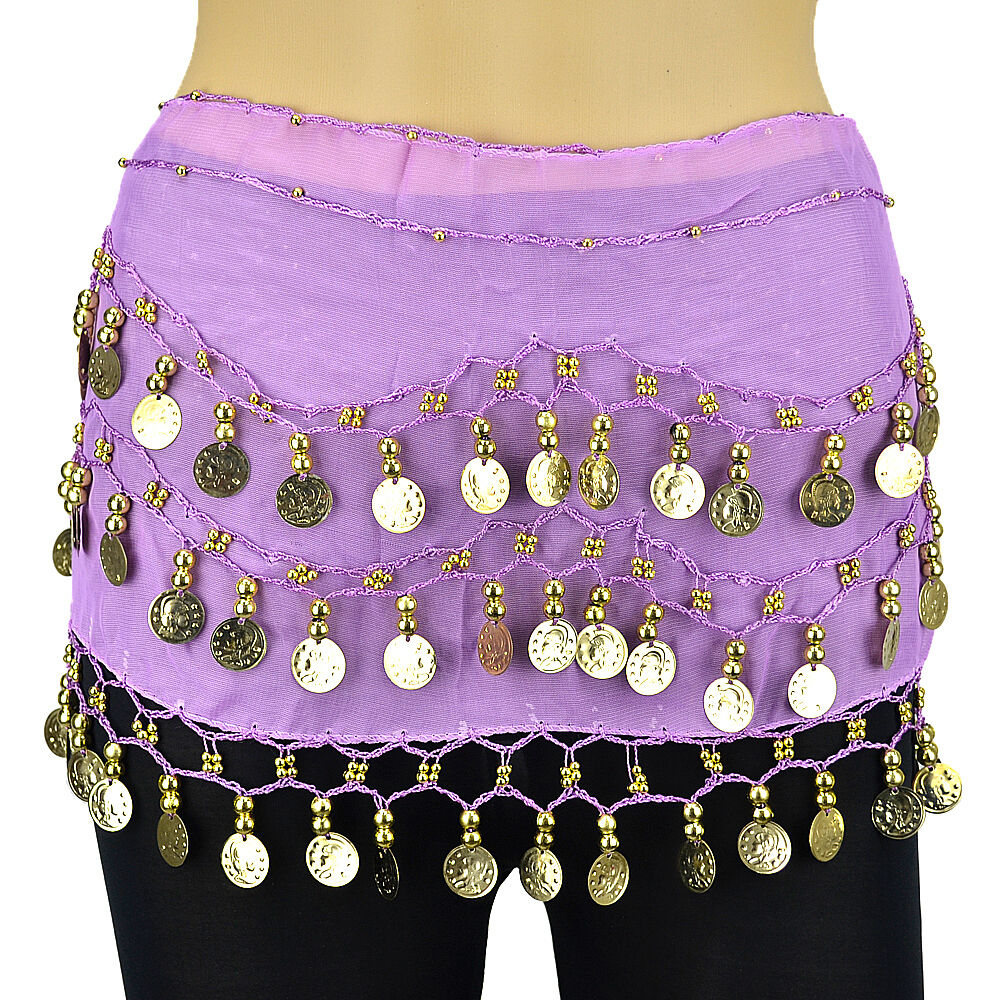 6 PCs Belly Dance Skirt Scarf Hip Wrap Belt Wholesale Low Price Chiffon Coins White Deer - фотография #7
