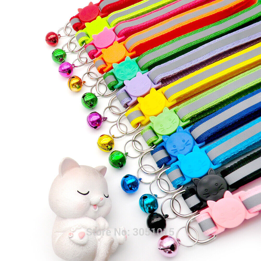 12 PCS LOT Breakaway Cat Collars Reflective Safety Kitten Adjustable Collar Bell Unbranded - фотография #11