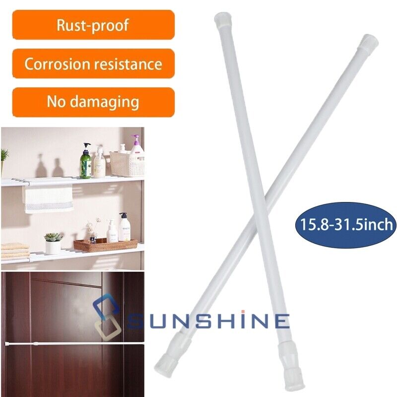 2x Heavy-Duty Tension Curtain Rod Spring Load Adjustable 15-31inch Curtain Pole Unbranded does not apply
