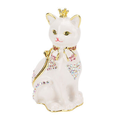 Cat Hinged Jewelry Box Sparkling Rhinestones Hand Painted Cat Decor Trinket Box Unbranded Does not apply - фотография #7