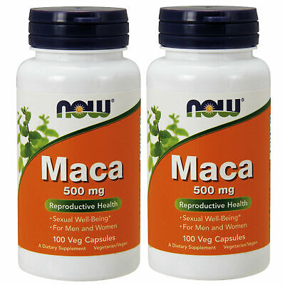 2 x NOW Maca 500 mg 100 Veg Capsules Fresh Made In USA Free Shipping NOW Foods 04721x2