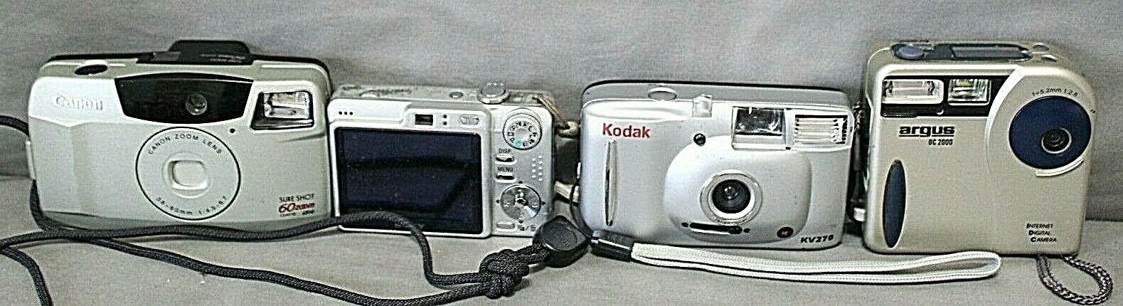 CAMERAS lot of 4 Sony Cyber-shot - Kodak KV270 - Argus DC 2000 - Canon Sure Shot Canon, Sony, Argus & Kodak does not apply