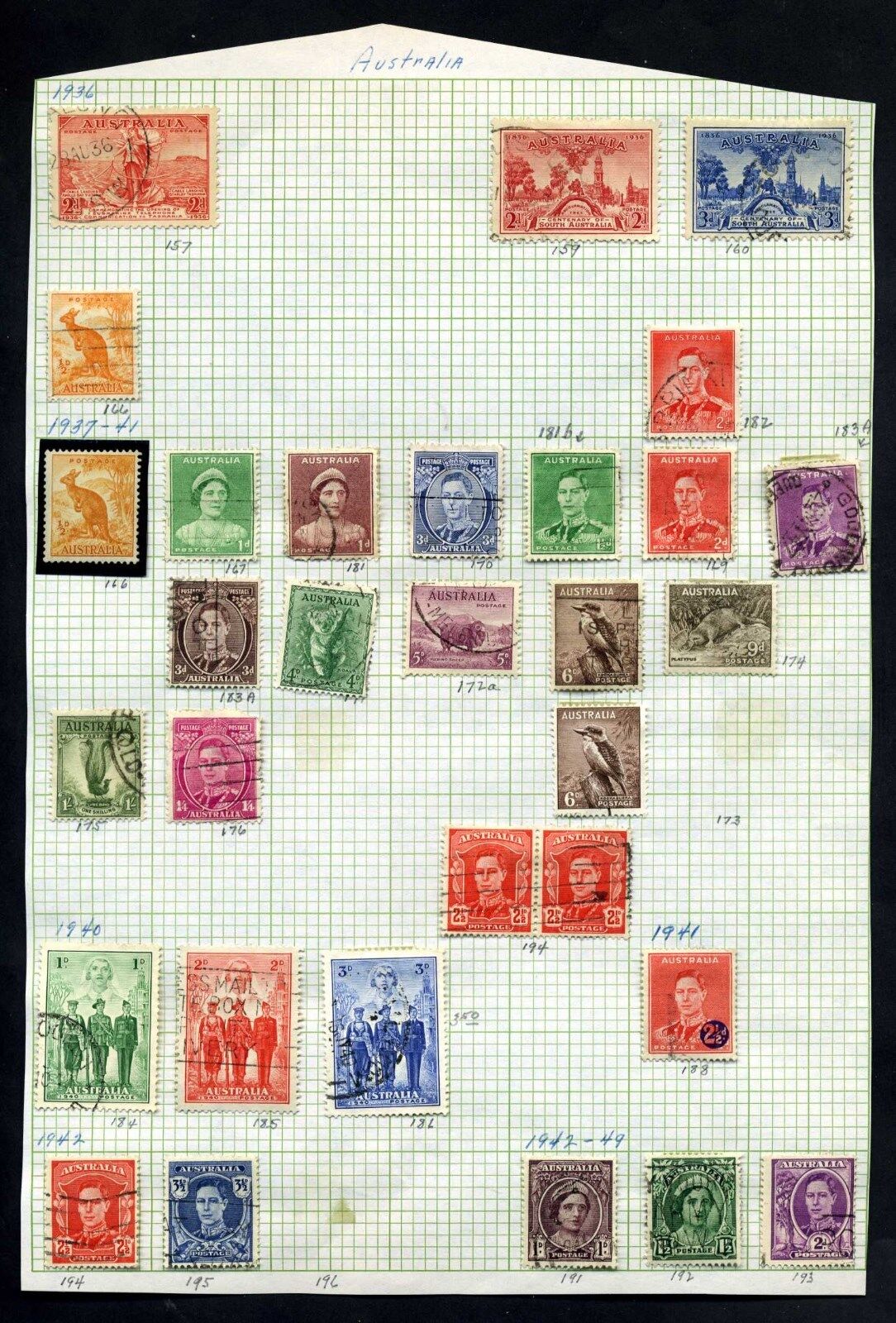 Lot of 55 Early (1936-1950s) Australia Collection of Stamps Без бренда