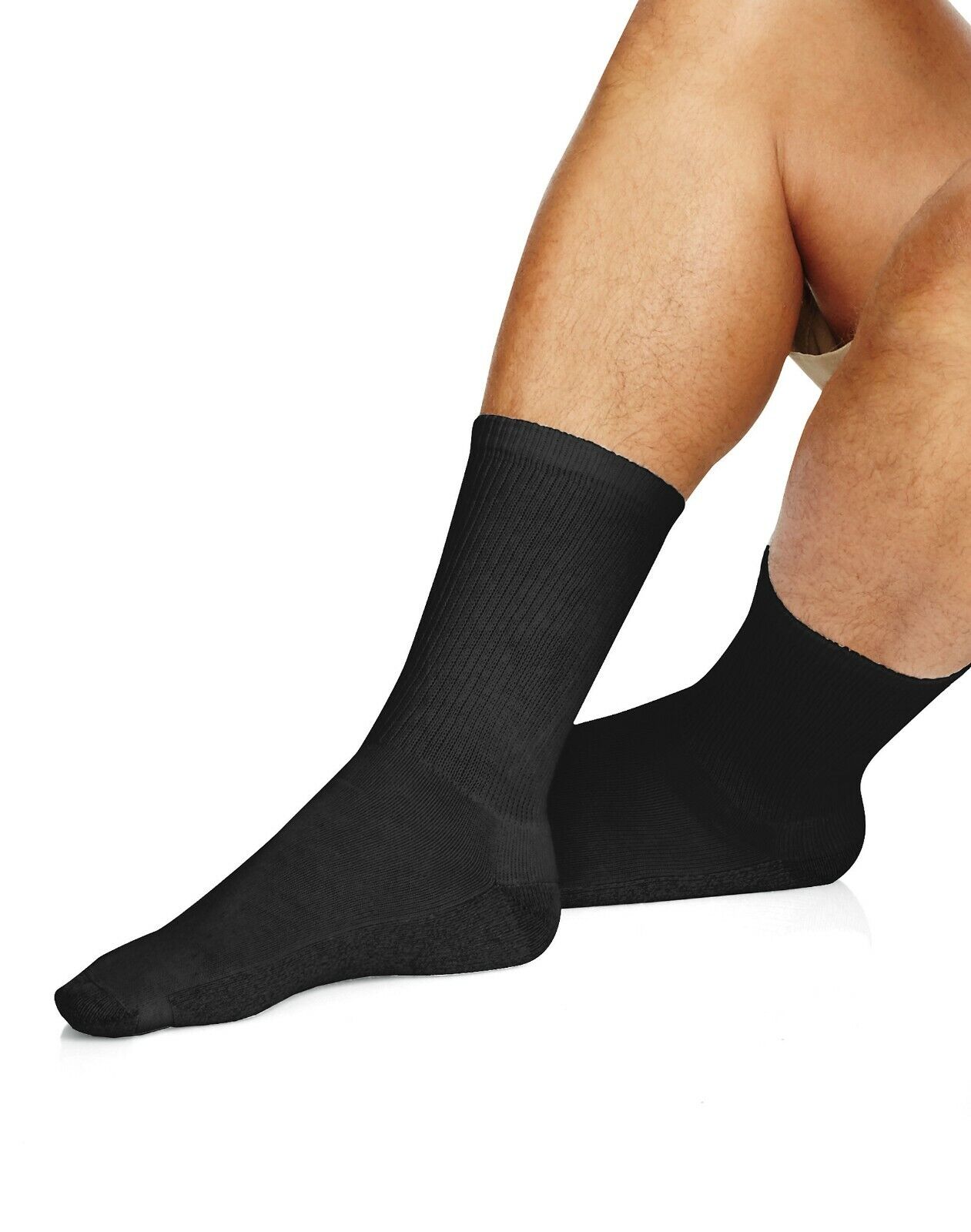 Hanes Premium Men's Crew Socks White Black Gray Socks Size:10-13/Shoe Size:6-12 Hanes - фотография #5